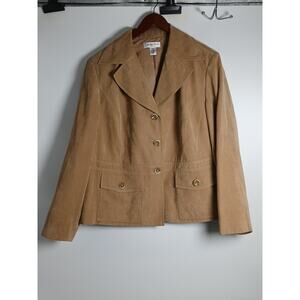 Judith Hart Woman Blazer Jacket 20W Camel Tan 4 Button Pockets Polyester Lined